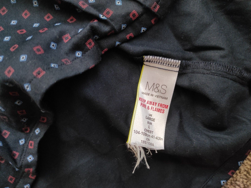 M&S Cotton Pyjama Shirt Navy Size L - Picture 4 of 5