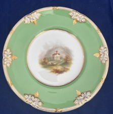 Antique Davenport Porcelain Dessert Plate Hand Painted Italianate Landscape 949