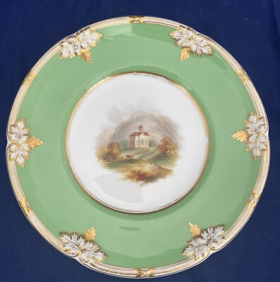 Antiker Davenport Porzellan Dessertteller handbemalt italienisch Landschaft 949