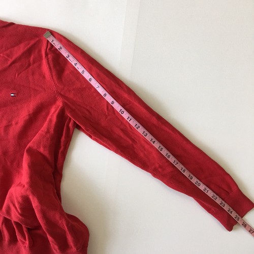 Tommy Hilfiger Langarmpullover rot großer V-Ausschnitt Herren Sweater 0005 - Bild 9 von 10