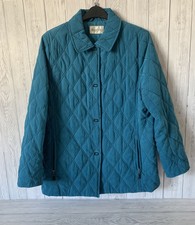 Eastex Quilted Coat Teal Blue Argyle Diamond Zipped Pockets Short Warm Uk 14