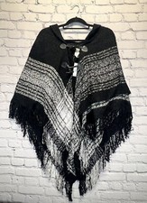 Mixit Toggle Plaid Women's Poncho | Size One Size Black
