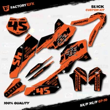 Black & Orange Slick Racing Graphics Kit fit KTM 07-10 SX Sxf XC 125 250 300 450