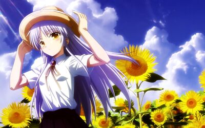 Anime tachibana kanade girls women outdoors flowers Playmat Game Mat Desk