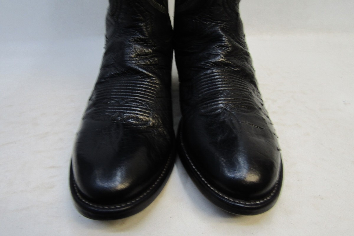 Tony Lama Mens Size 10 B Narrow Width Black Leather Ostrich 