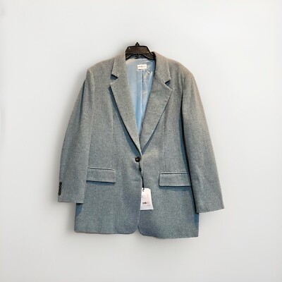 NEW Marella Sport Women s Coat 12 Water Green Herringbone Wool Blend Blazer $525