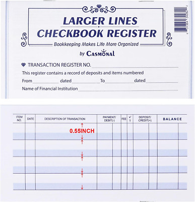 Larger Lines 20 Pack Checkbook Register, Check Registers for Personal Use, Blank