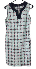Talbots Womens Sz 4 Linen Blend Tank Dress Geometric Shift Knee Length
