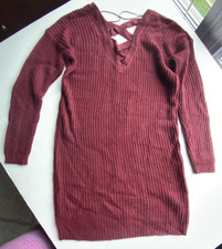 Women’s Large Burgundy Long Sleeve Sweater Dress Pullover