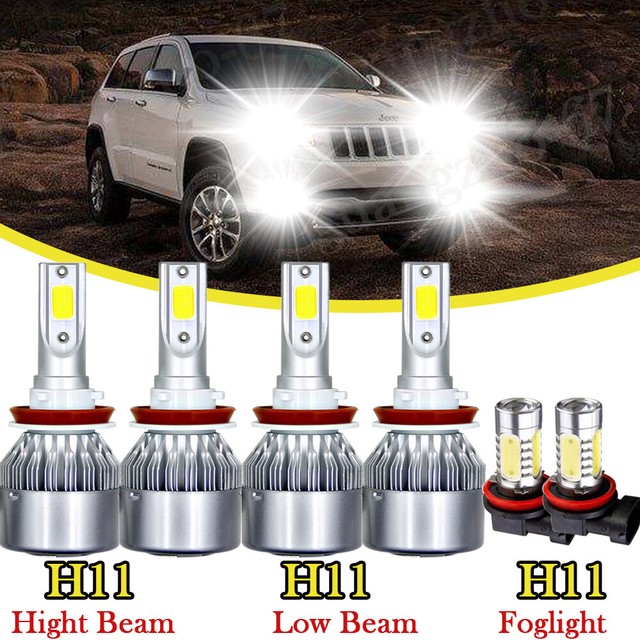 For Jeep Grand Cherokee 20172018 COB LED Headlight Kit+Fog Light 6500K