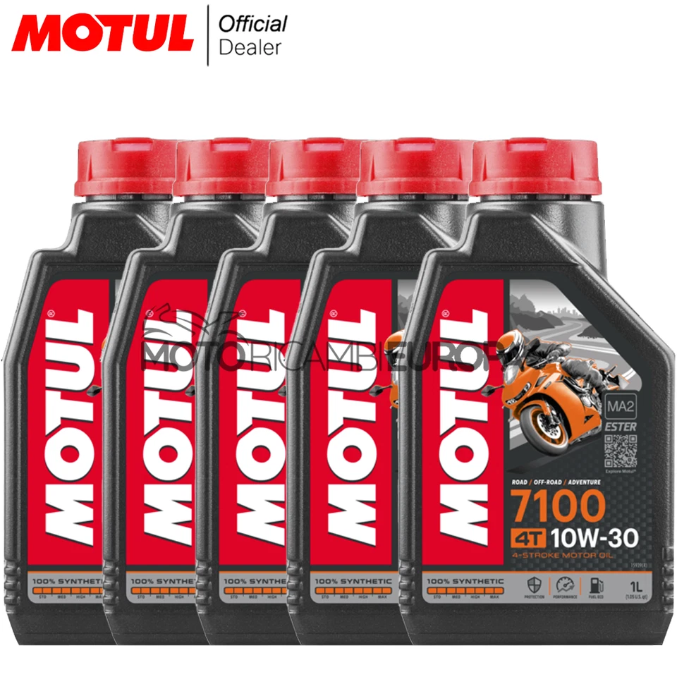 5 litri Olio Motore MOTUL 7100 10W30 4T MA2 100% Sintetico- Moto Scooter 4 Tempi