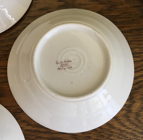 4 Antique c1903 T Haviland Fruit/Dessert Bowls Schleiger 144a Roses Green Scroll - Picture 10 of 23