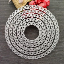 Lace round Circle Cutting Dies,5 Pcs round Frame Die Cuts Circle Stencils Die Cu