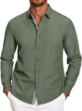 COOFANDY Mens Casual Button Down Shirt Untucked Long Sleeve Stretch Denim Dress