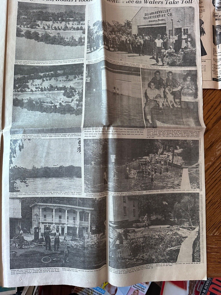 Newspaper Lot Hurricane Diane Philadelphia Inquirer Newtown Enterprise