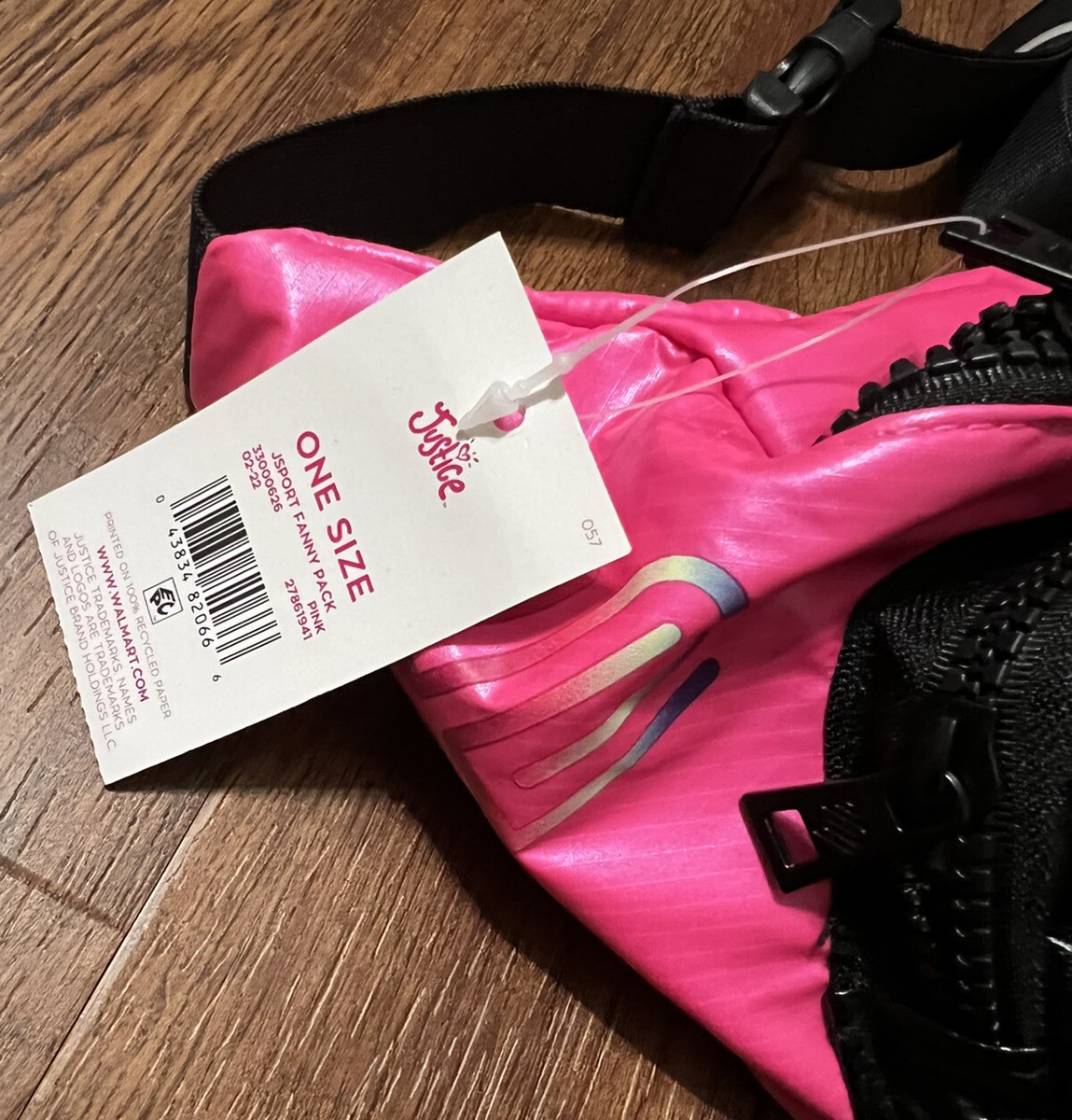 Justice Sport Girls Fanny Pack Belt Bag One Size Pink Black New