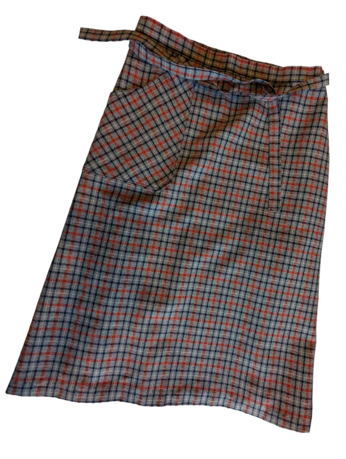 Multicolor Plaid Wrap Midi Skirt with Tie Waist and Front Pocket 30