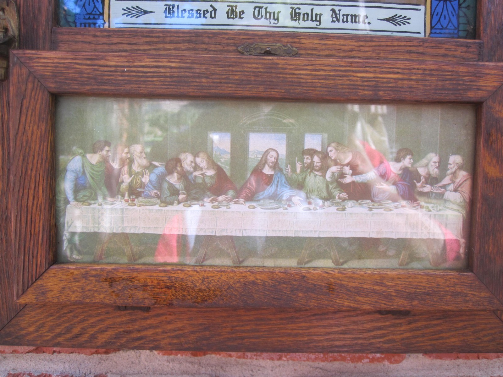 🌟 ANTIQUE 1900s CATHOLIC SHADOW BOX LAST RITES ALTAR SICK CALL PIETA