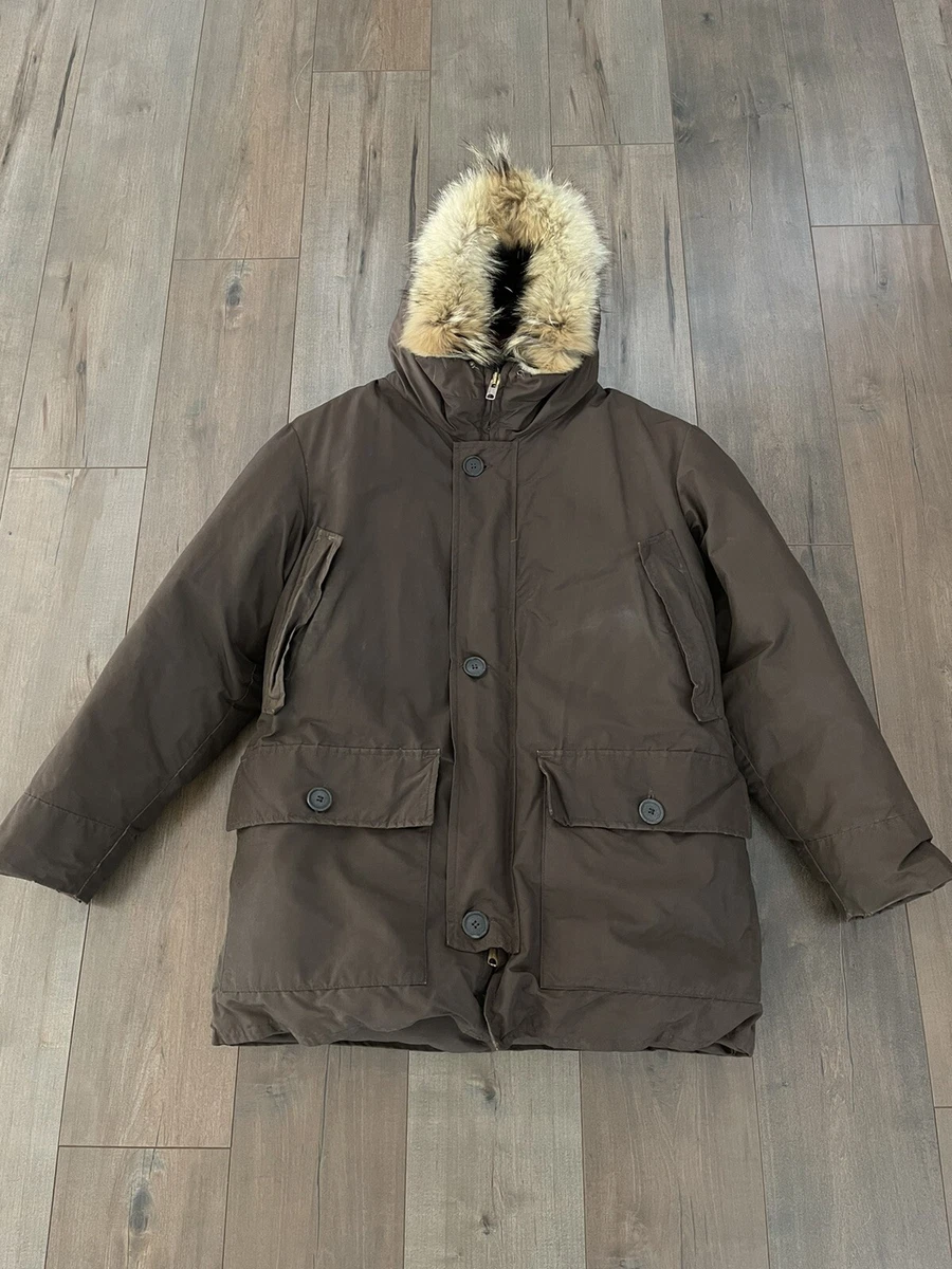 Eddie Bauer Polar Parka Premium Goose Down Coyote Fur Coat Jacket Mens Sz MEDIUM