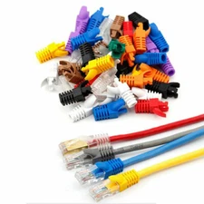 50pcs RJ45 Connector Modular End Cap Boot Head CAT5 Plug CAT6 Cable Black White
