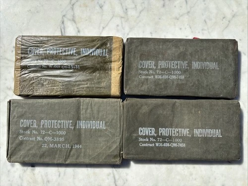 (4) WW 2 1945 Military Gas Cover  Protective Individual Sealed Original