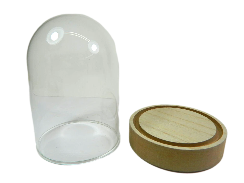 Campana in Vetro Completa di Base Cm 7x12h - Cupola Vuota Pastori Presepe - Immagine 2 di 3