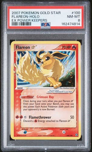 Pokemon Flareon Gold Star Holo EX Power Keepers 100/108 PSA 8