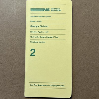 Norfolk Southern Railway Fahrplan #2 Southern Railway Eastern Georgia Div 1987