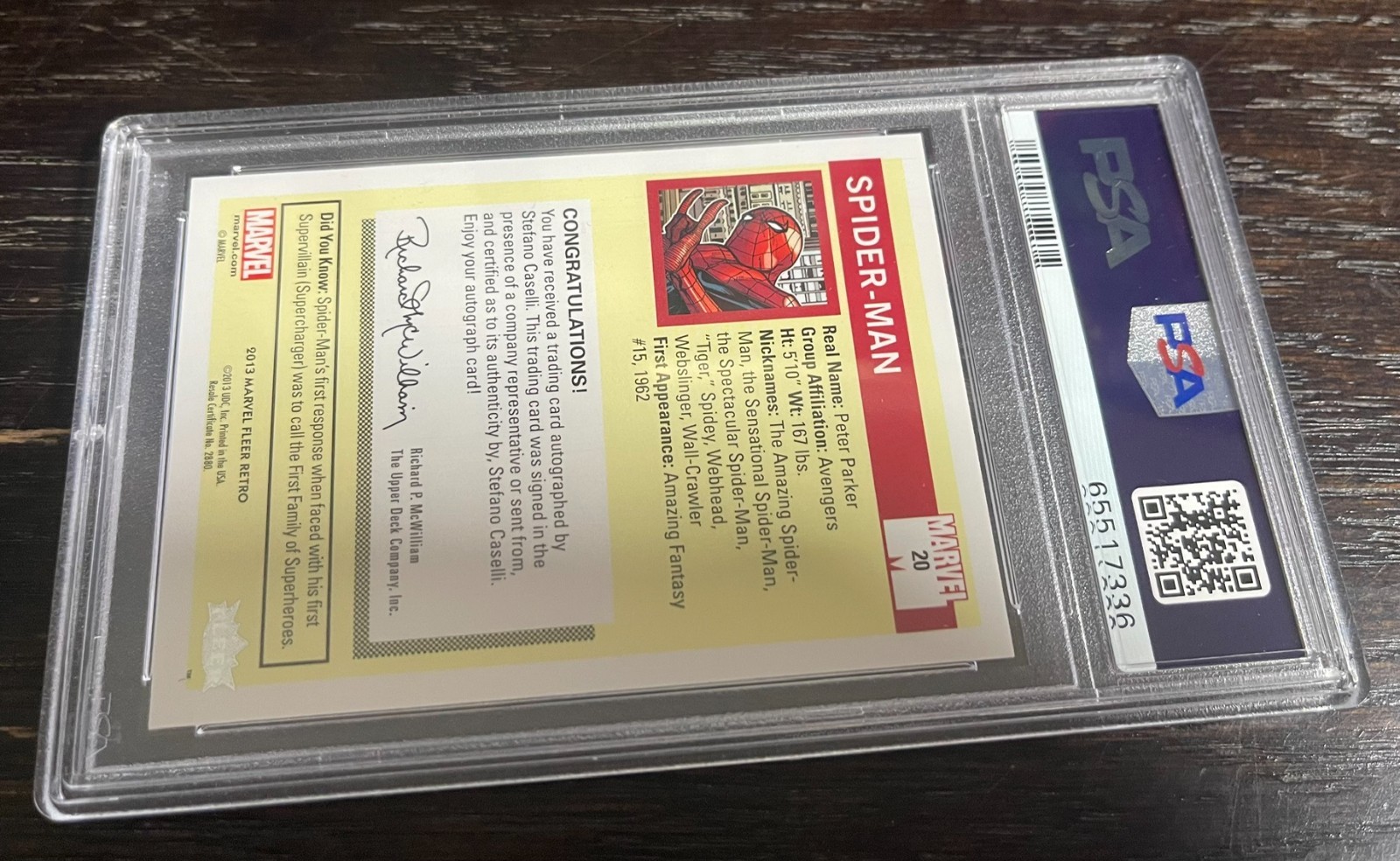 2013 Marvel Fleer Retro 1990 Impel Auto Spider-man Universe Caselli 20 PSA 10 view 7