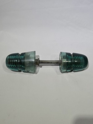 Antique Brookfield XO & HC Co. Aqua Blue Glass Telegraph Insulators w/ Pin 