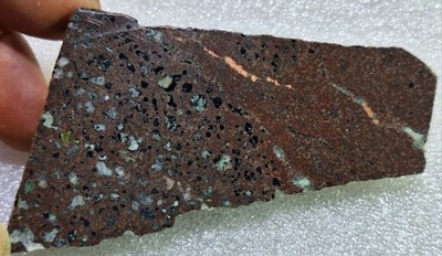Copper Epidote and Calcite in Amygdaloidal Basalt -Polished Stone Slab -Michigan