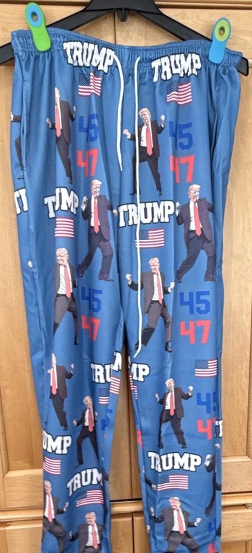 Men's TRUMP XL Blue Polyester USA Print Pajama Pants Drawstring