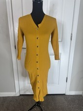 New York & Company Womens Yellow Ribbed Knit ...