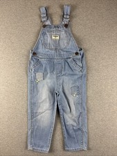 OshKosh B  gosh Vestbak Toddler Size 3T Demin Bib Overall Flower Embroidered