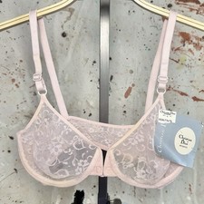 1980s CHRISTIAN DIOR INTIMATES PINK MESH LOGO FLORAL BRA DEADSTOCK