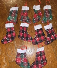 10 Mini Christmas Stockings. You can hang on tree. Cute!