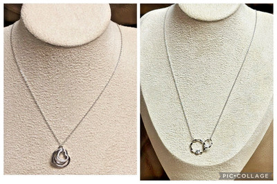 LOT OF 2 OLD RUBIN 4 HEARTS GENERATION & INFINITY CIRCLE..S925 NECKLACE