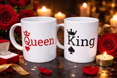 His and Hers King and Queen Power Couple Coffee Mug Set 12 or 15 oz Size