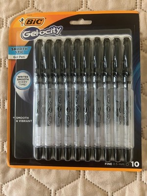 BIC Gel-ocity Smooth Stic Gel Pen, Fine Point, 0.5mm, Black, 10-Count | Vibrant