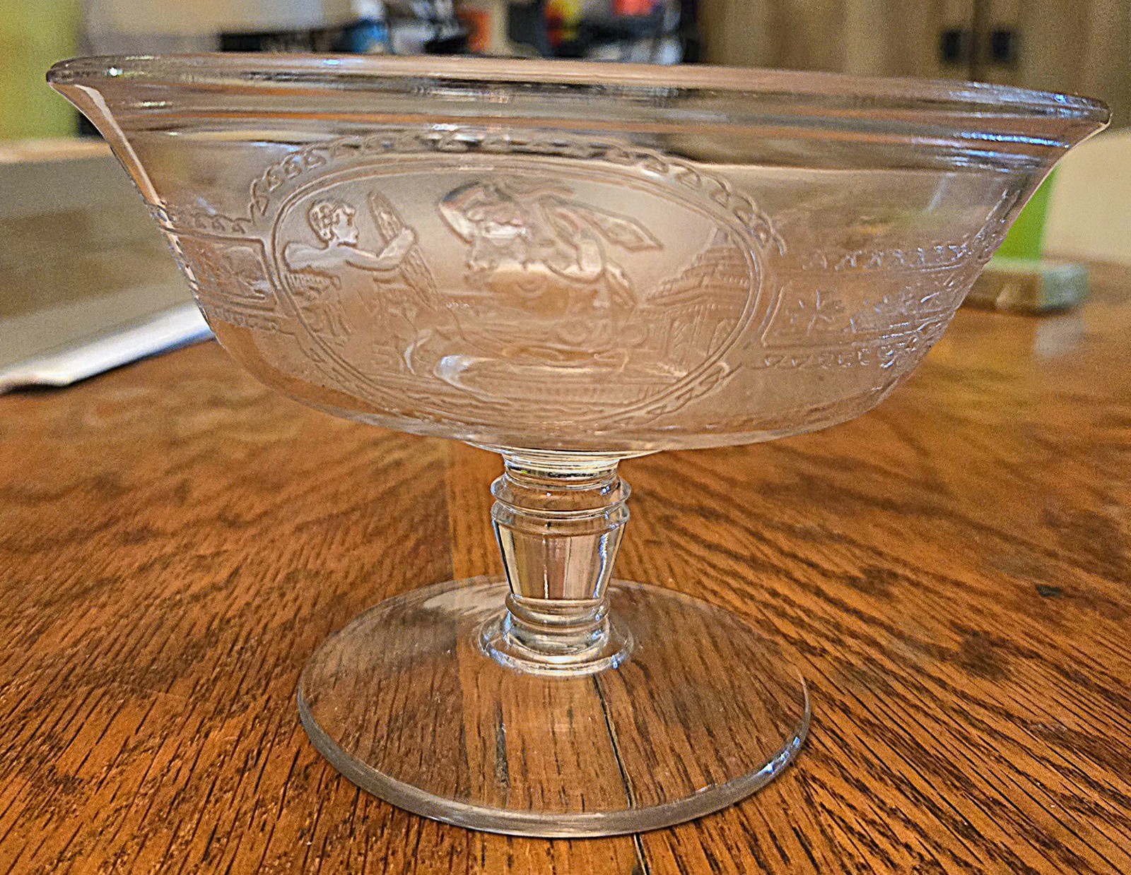 Antique EAPG Pedestal Compote 1868 Rare Psyche and Cupid Glassware