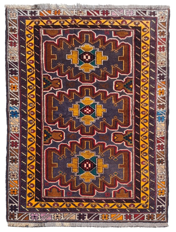 Rare Hand Knotted Afghan Adras Khan Balouch Wool Area Rug 6.5 x 3.9 Ft