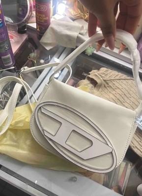 Diesel Women Used Twice Shoulder Bag White Big D Logo Almost unused Luxury Italy