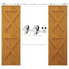 TSMST 244CM/8FT Stainless Steel Sliding Barn Door Hardware Kit Track RRP £105