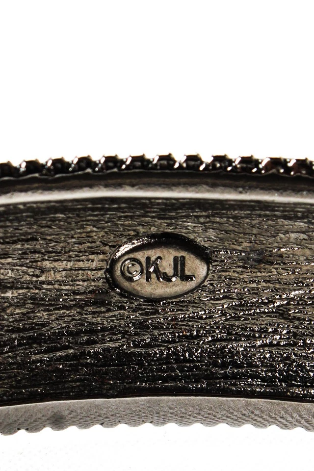 Brazalete Kenneth Jay Lane para mujer tono plateado esmalte negro estrás escarabajo Foto 4 de 4