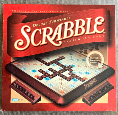 Parker Brothers Scrabble Deluxe Turntable Game Rotating Board Complete