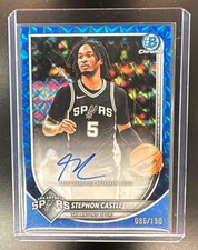 2025-26 Bowman #BCA-SC Stephon Castle Auto Chrome Blue Geometric Refractor /150
