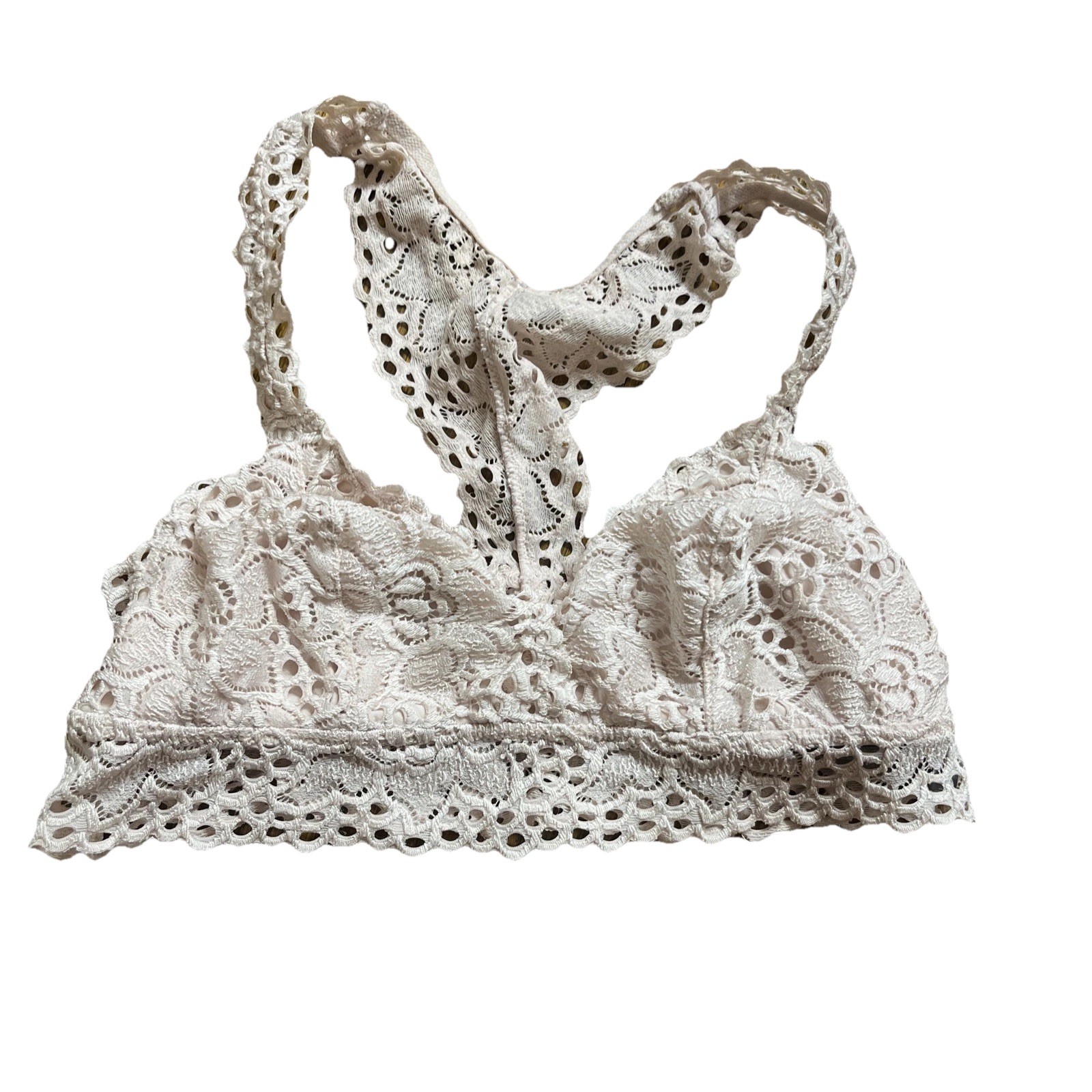 Aerie bralette cream/beige, laced/crochet lace size Medium wireless bra-image
