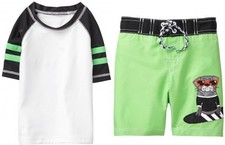 New 2pc Gymboree Puppy Dog Rash Guard Swimsuit Bathing Suit Swim Trunks 4T NWT