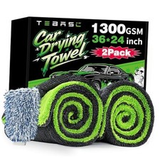 2-Pack Car Drying Towels 24x36 Inch 1300GSM, Twisted Loop Microfiber Gray-green