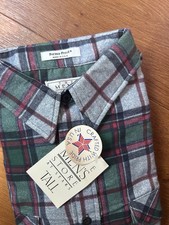 Vtg Sears Perma-Prest Plaid Flannel Shirt Mens XL TALL 90's Button Up USA NWT